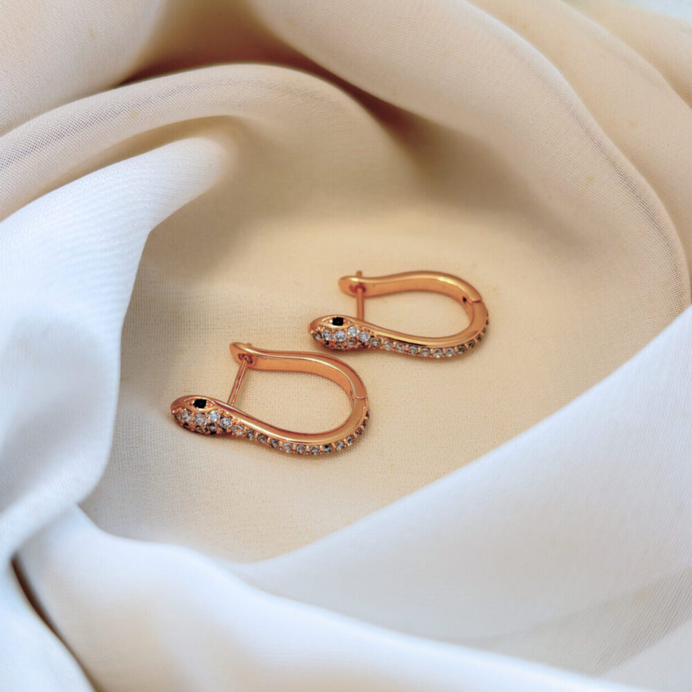 Boucles d'oreilles Serpent plaqué or rose