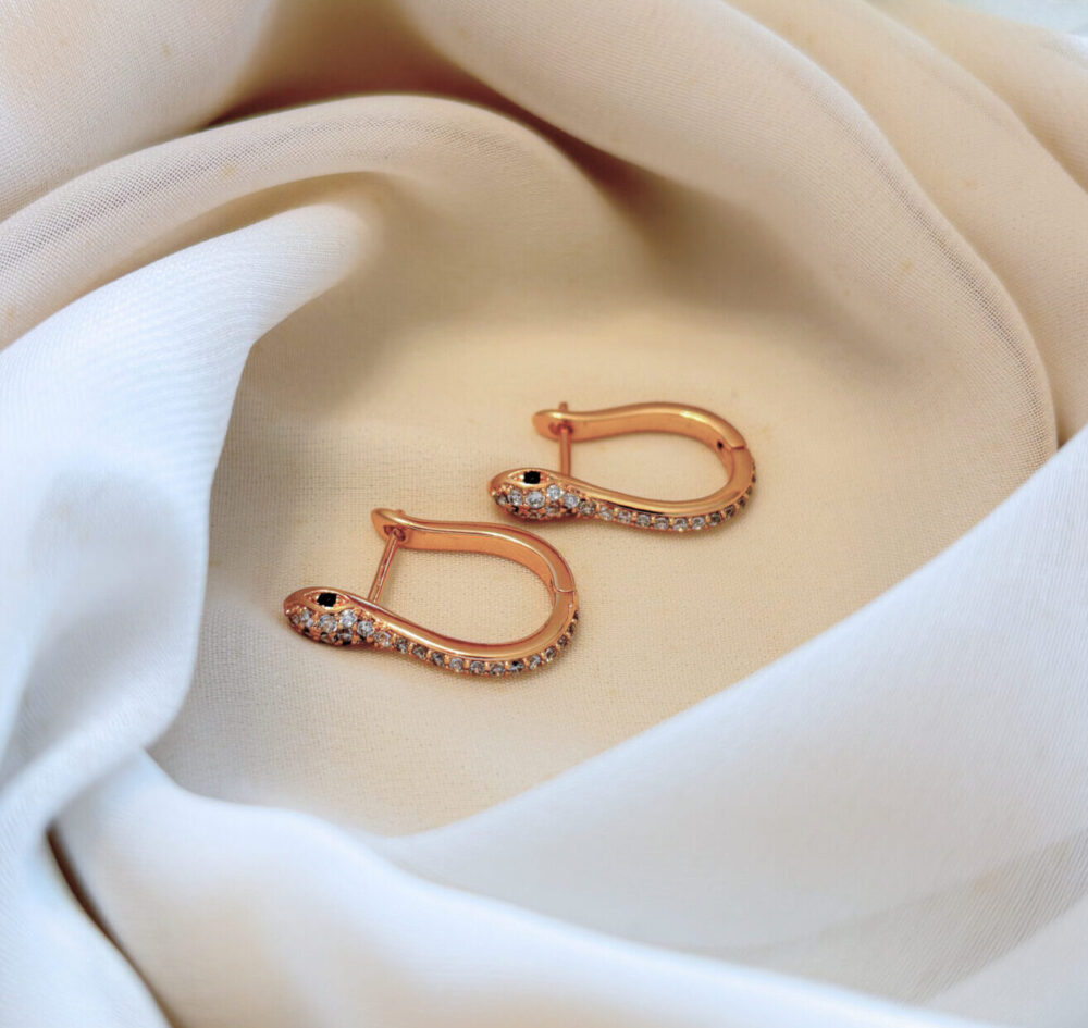 Boucles d'oreilles Serpent plaqué or rose