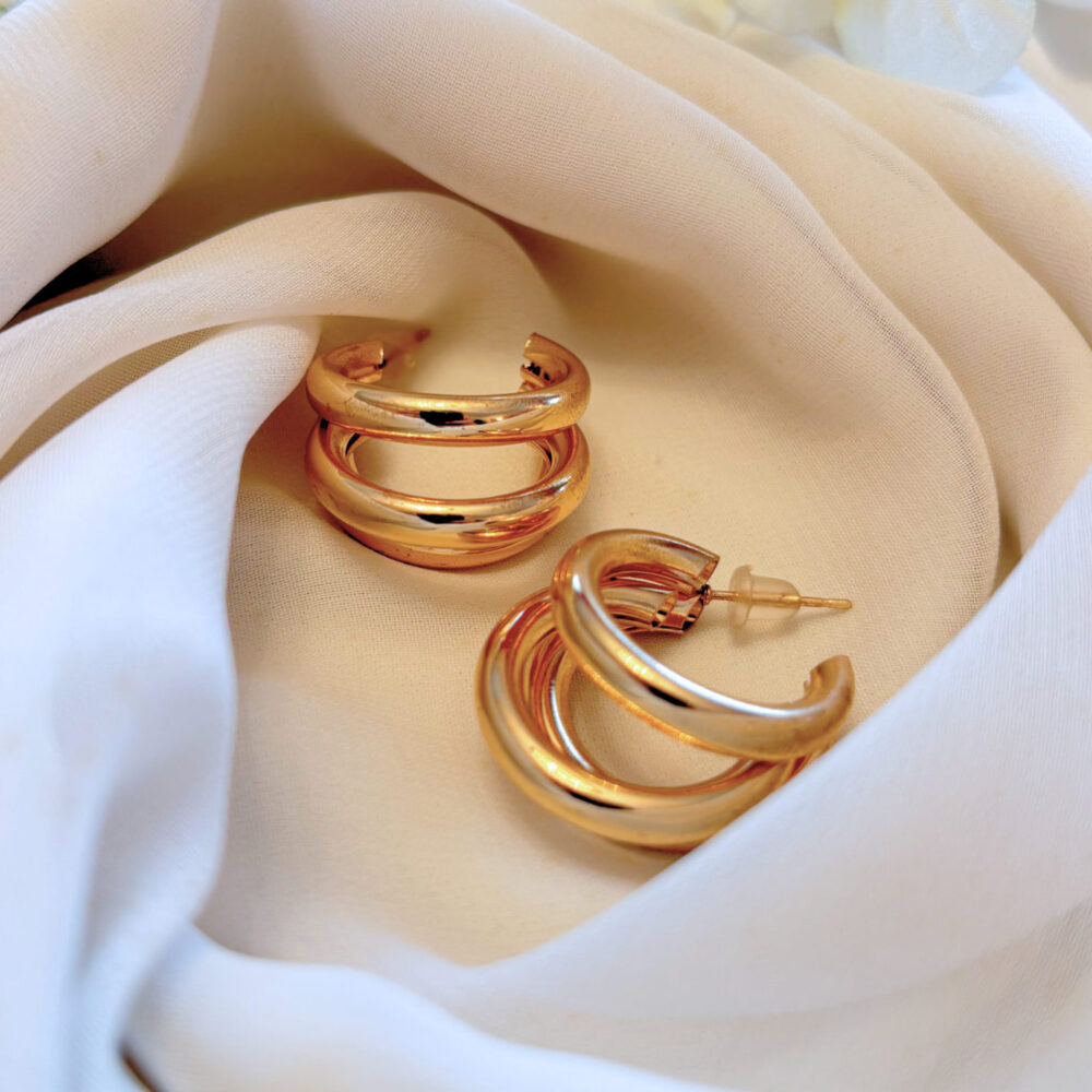 Boucles d'oreilles Triple Anneaux