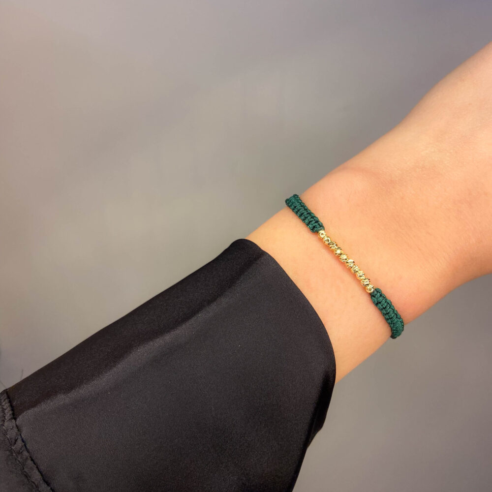 Bracelet cordon boules vert