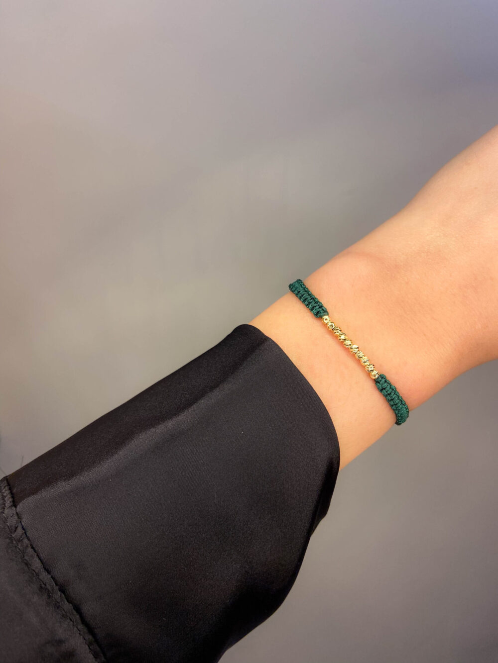 Bracelet cordon boules vert