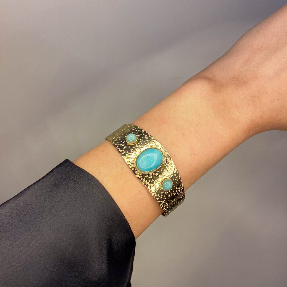 Bracelet manchette Cléopâtre turquois