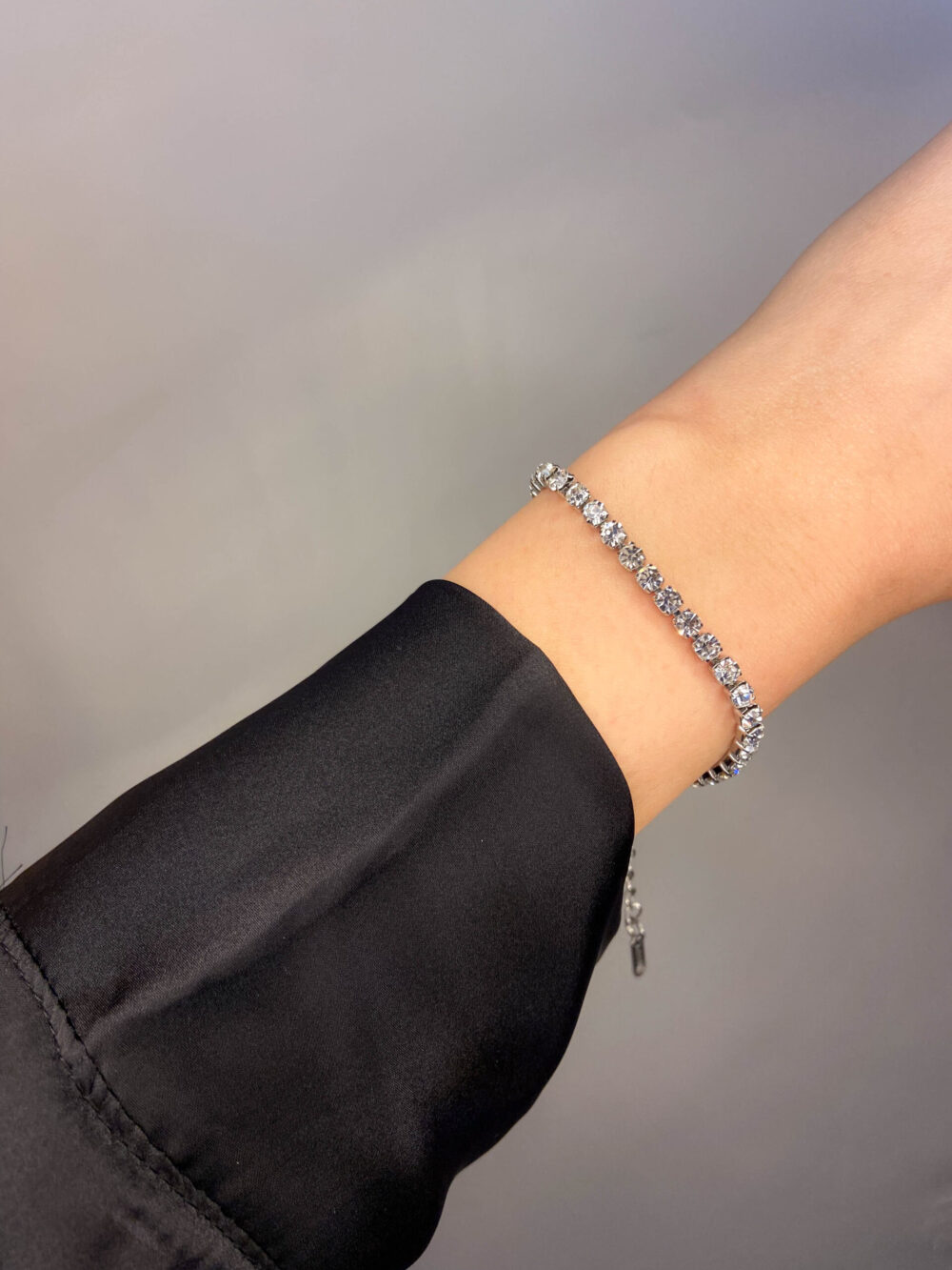 Bracelet rivière cristaux ronds - blanc & argent
