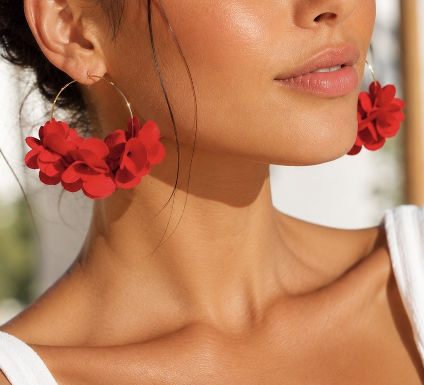Boucles d’oreilles Flora Rouge